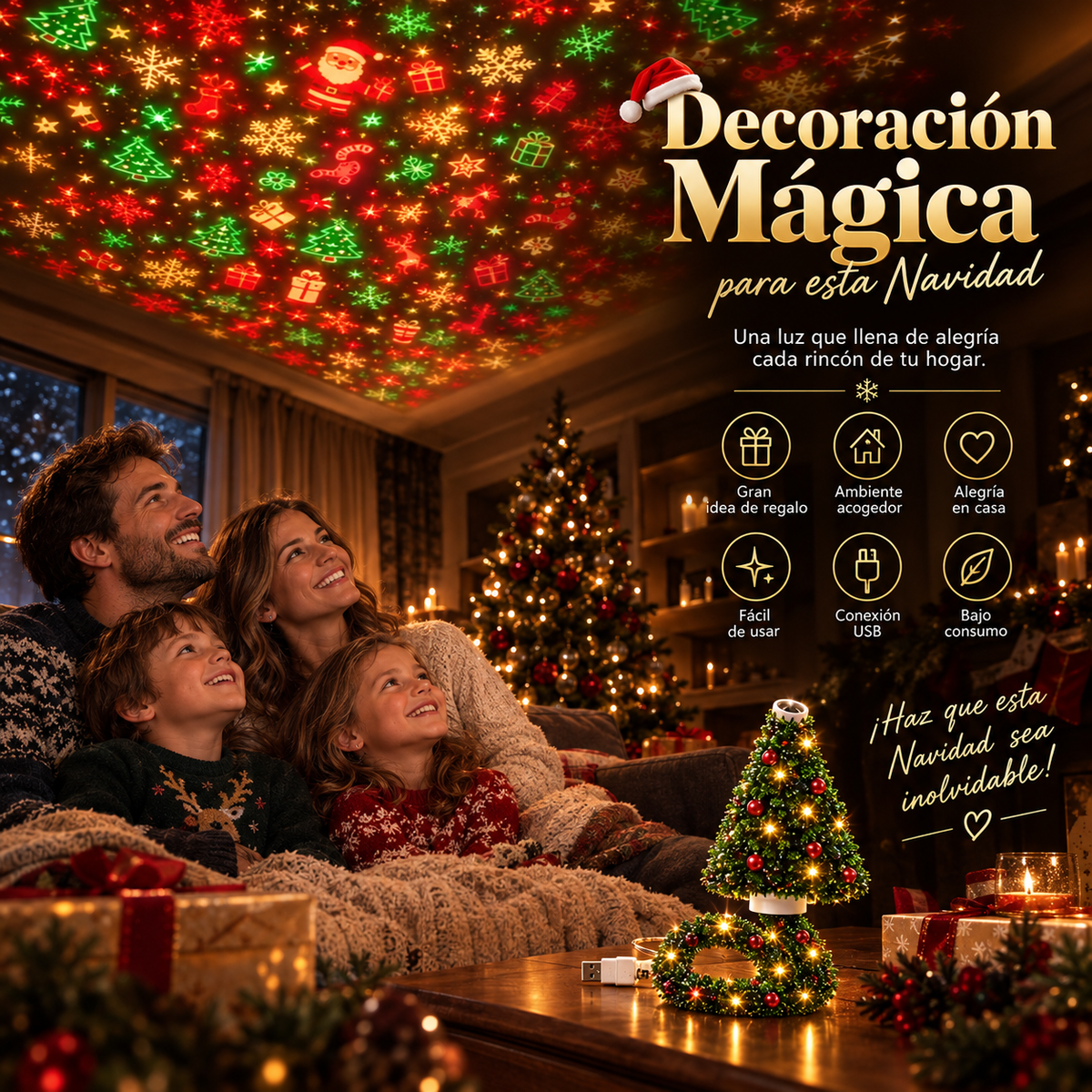 Proyector Árbol de Navidad USB