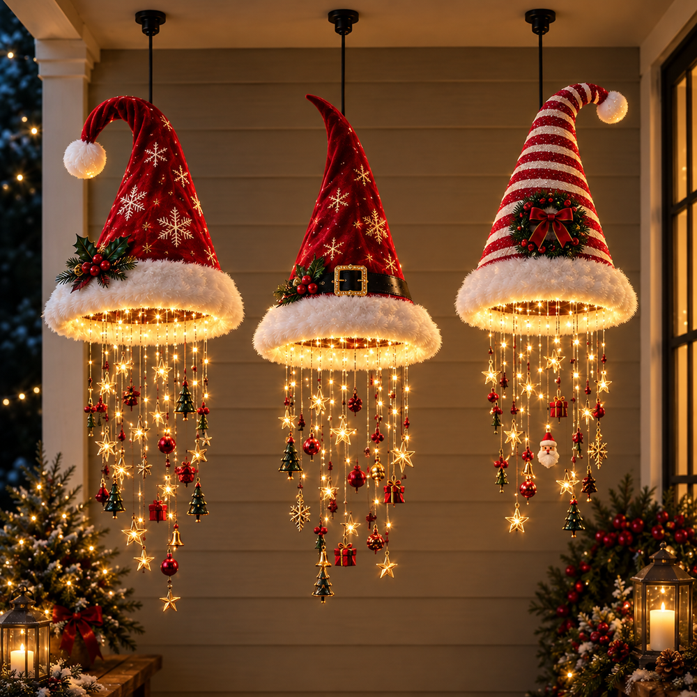 Lámpara Gorro de Papá Noel con Luces