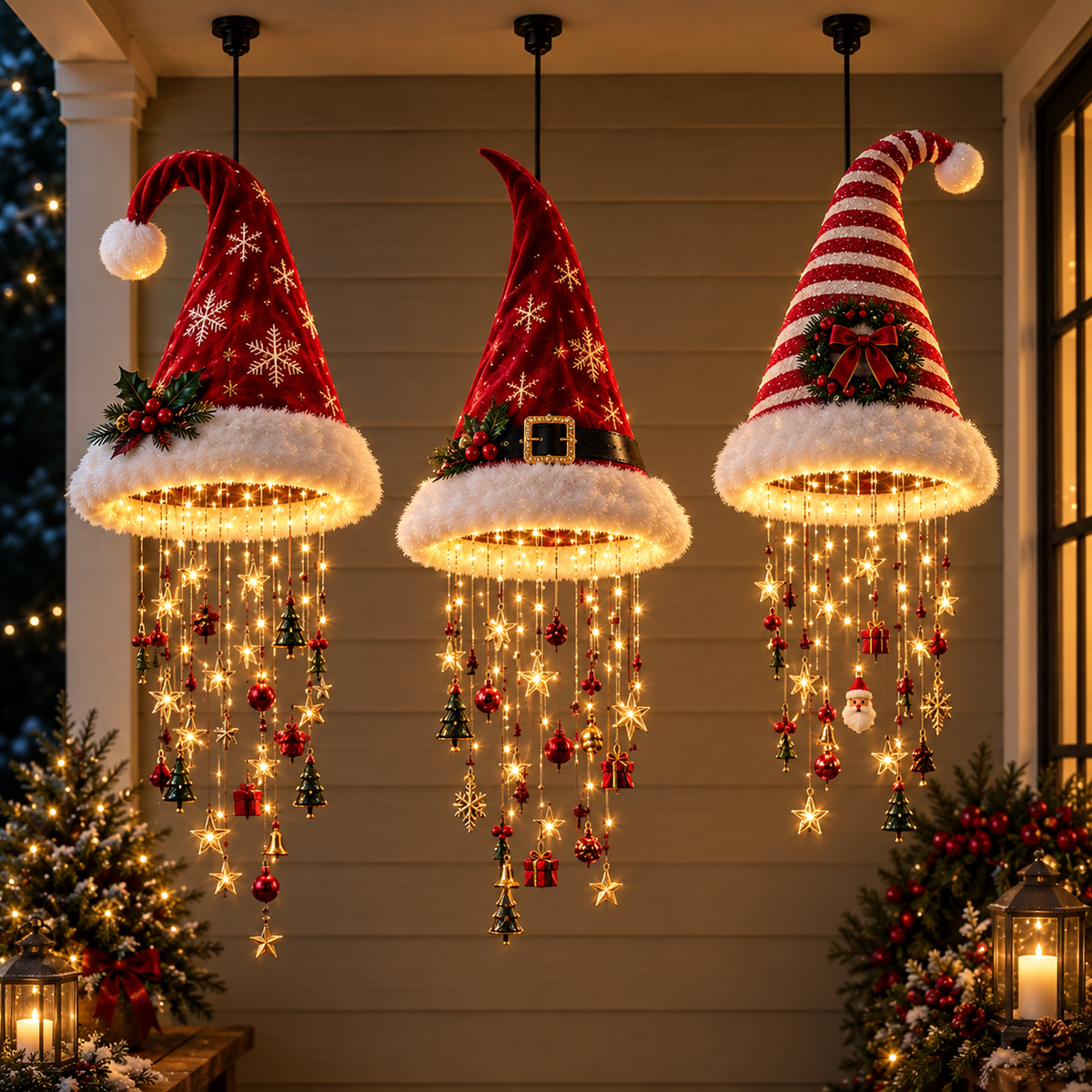 Lámpara Gorro de Papá Noel con Luces